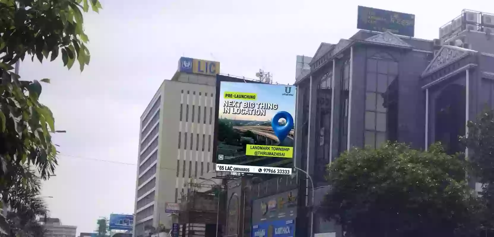 Mount Road LIC hoarding facing Annasalai traffic