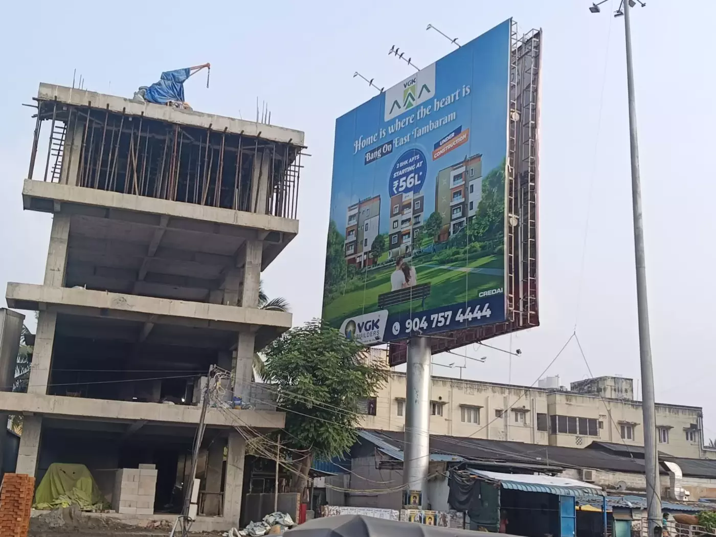 Reverse face of the elevated large-format hoarding