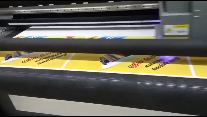 Tamil retail artwork printed at roll width.